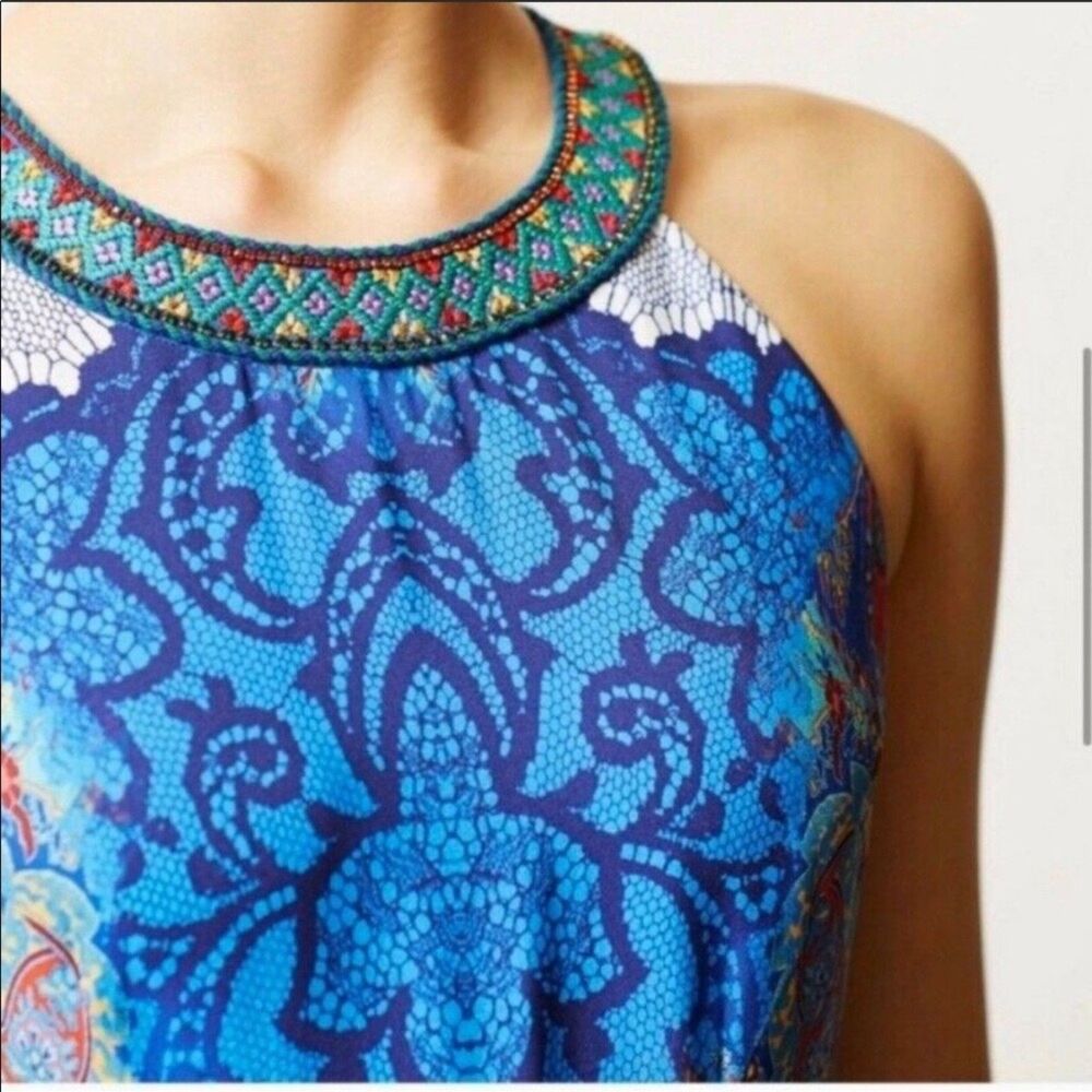 NWOT Anthropologie Ranna Gill Boteh Beaded Halter Maxi Dress Blue Sz 6 M Medium - Picture 4 of 13